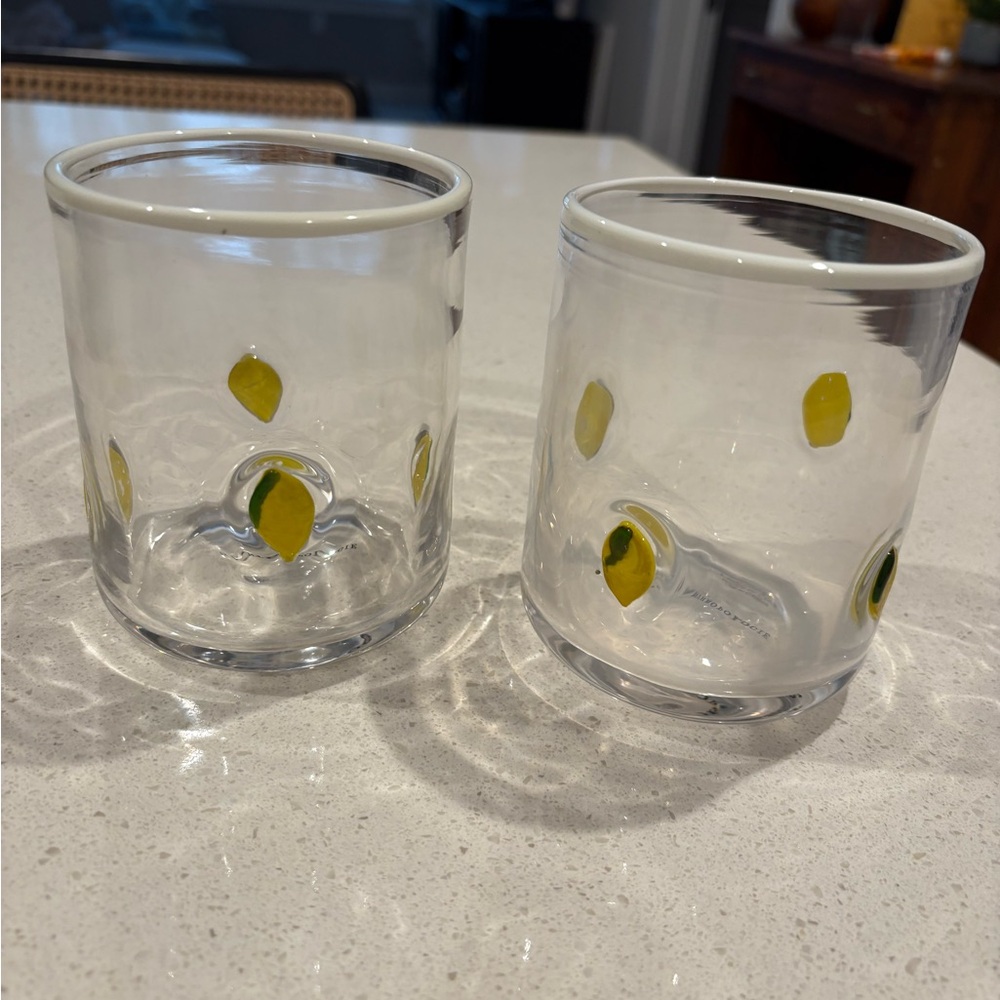 ❌SALE❌ set of 2 Lemon Patterned Glass Tumblers